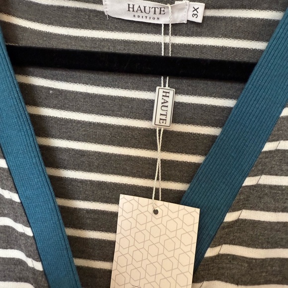 NWT Haute Edition Stripe Snap Front Cardigan in Size 3X - Picture 3 of 7